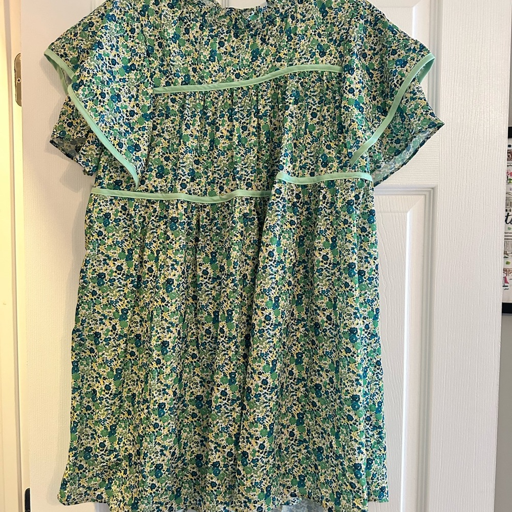 Floral Green and Blue Dress
